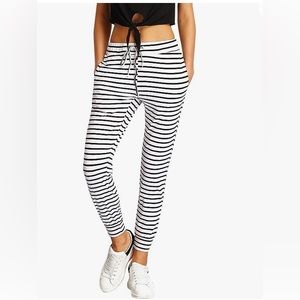 SWEATYROCKS Striped Joggers Size Small black white Athleisure Casual Loungewear